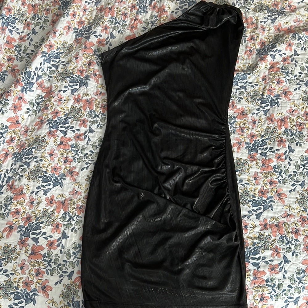 One Shoulder Black Dress - ONLY WORN ONCE - Picture 2 of 4